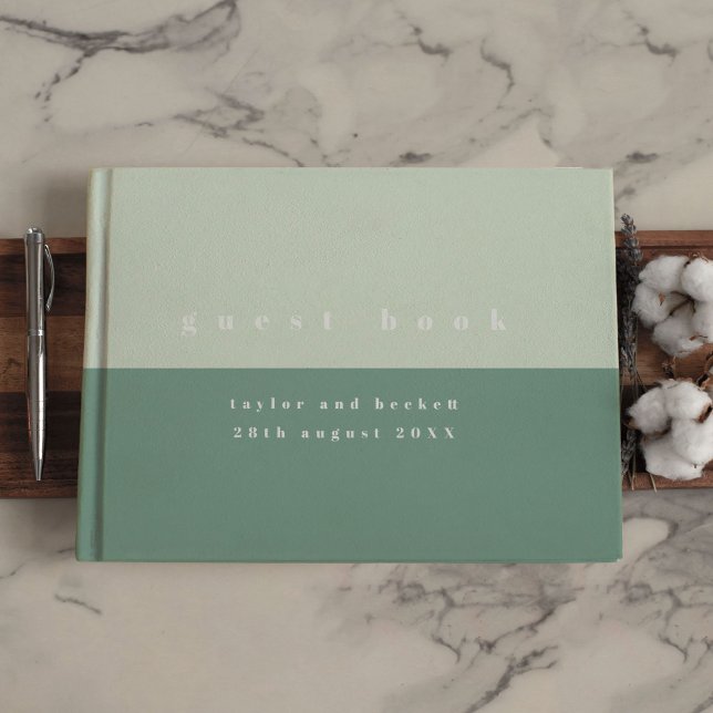 Mint Färg Block Bröllop Gästböcker (Mint Green Color Block Wedding Guest Book)