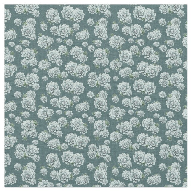 Mint Färg Succulents Upprepa Mönster på Gräs grönt Tyg (Närbild)