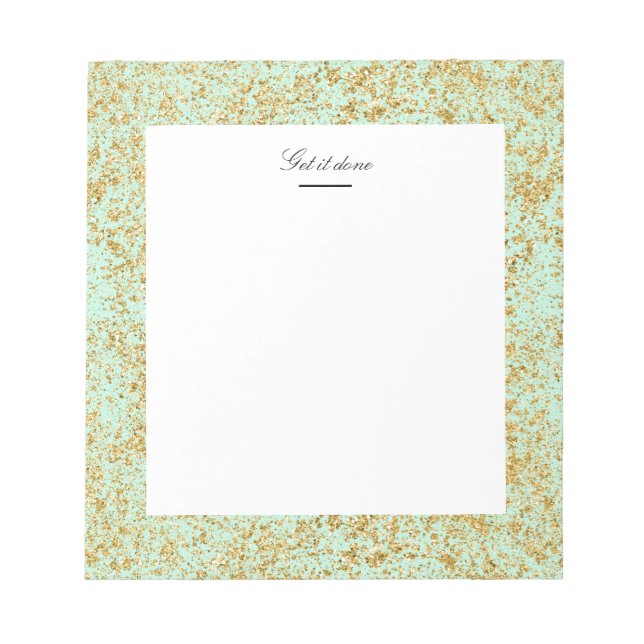 Mint & Faux Glitter Dust i Guld Anteckningsblock (Framsida)