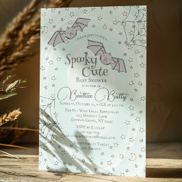 Mint Fladdermus Spooky Cute Baby Shower Inbjudningar