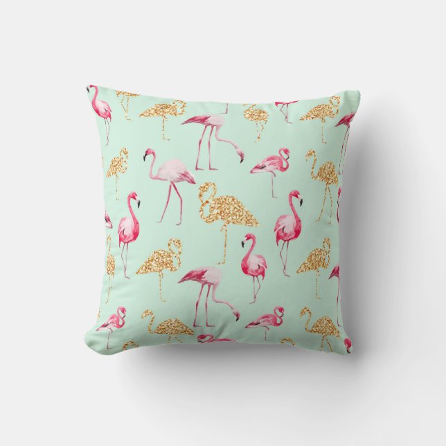 Mint Flamingotryck Kudde (Framsida)