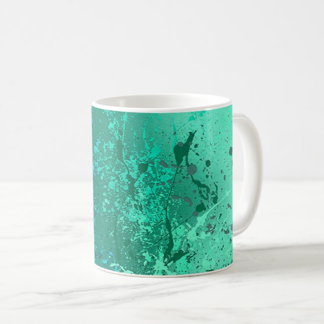 Mint Flurry Abstract Spatter Art Kaffemugg (Framsida höger)