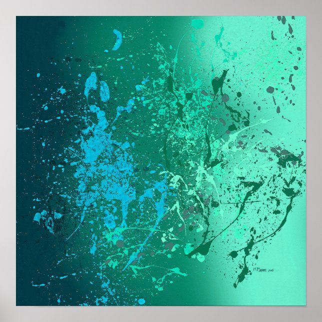 Mint Flurry Abstract Spatter Art Poster (Framsidan)