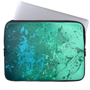 Mint Flurry Abstrakt Spatterkonst Laptop Fodral