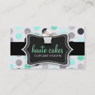 Mint för 311 polka dots för Haute muffins rosa Visitkort