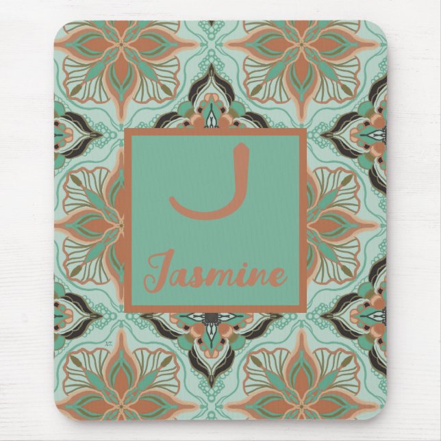 Mint för Blommigt av vattenfärgsfärgmarockansk Vin Musmatta (Framsidan)