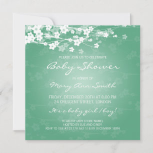 Mint för elegant Baby Shower Cherry Blommar Inbjudningar