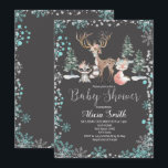 Mint för inbjudan till Winter Woodland Forest Baby<br><div class="desc">Vinterjodland-flickduschinbjudan perfekt till babyduschen party.</div>