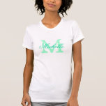 Mint för skjortor | för tee shirt<br><div class="desc">Grönt och vit för mint för skjortor | för personligmonogrambrudtärna t. Minty/aquafärger. Monogrammed utslagsplatser med anpassningsbarnamn i elegant skrivar text. Personifiera för brudtärnor,  brudtärna,  maid of honor,  matron av heder,  den gulliga idén för budens mammaEtc. för bröllopsfest-,  möhippa- och bacheloretteparty.</div>