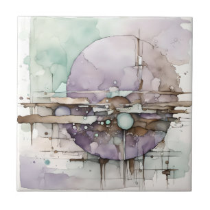 Mint för Watercolor Abstrakt Expressionist Lila Mi Kakelplatta