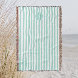 Mint Fransk Beach Rand Personlig Monogram Filt