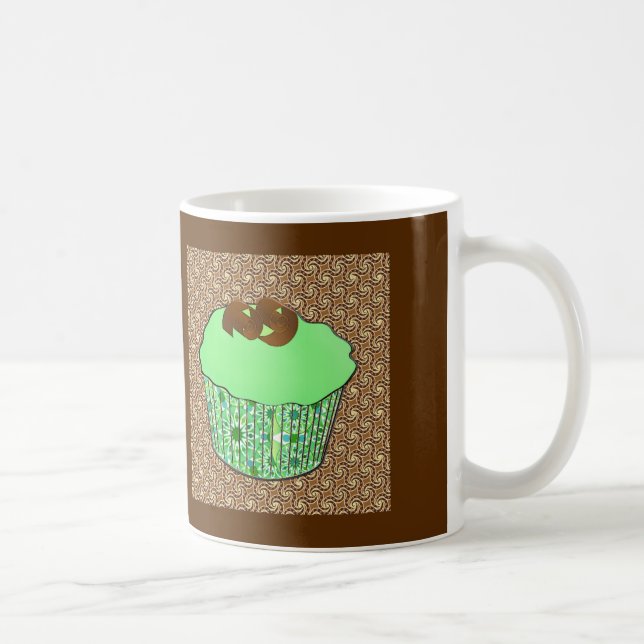 Mint Frosted Chocolate Cupcoa, Fractal Background Kaffemugg (Höger)