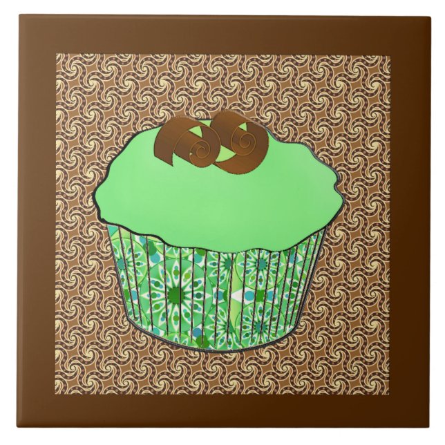 Mint Frosted Chocolate Cupcoa, Fractal Background Kakelplatta (Framsidan)