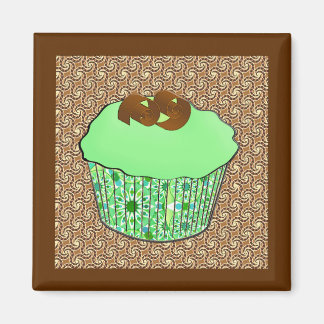 Mint Frosted Chocolate Cupcoa, Fractal Background Magnet