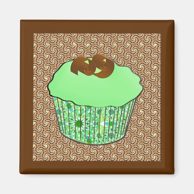 Mint Frosted Chocolate Cupcoa, Fractal Background Magnet (Framsidan)