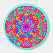 Mint Fuschia Mandala Stil Magnet