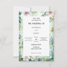 Mint Garden Elegance Wedding Invitation Inbjudningar
