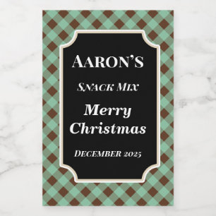 Mint Gingham Food Kitchen Labels Gift Stickers Mat Etikett