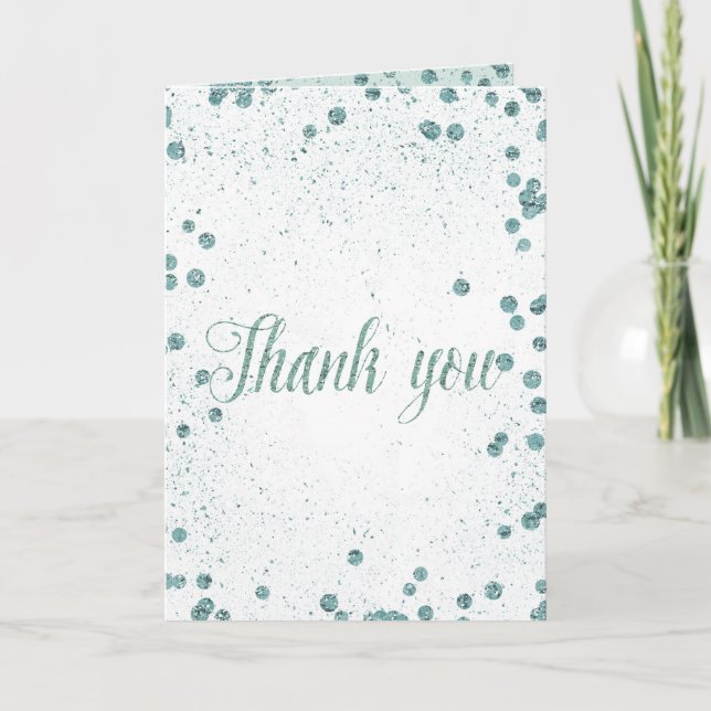 Mint Glam Confetti Dots Tack Kort (Framsida)