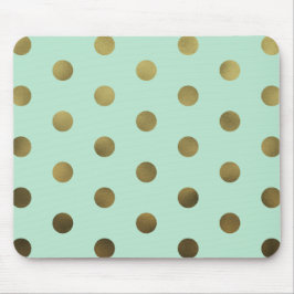 Mint Glam Faux Guld Polka dots Modern Mousepad Musmatta
