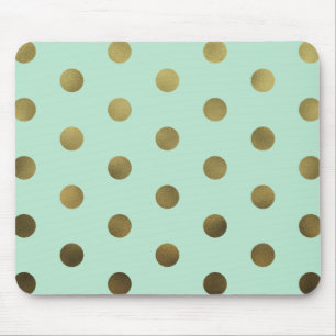 Mint Glam Faux Guld Polka dots Modern Mousepad Musmatta
