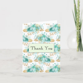 Mint Glam Guld Blommig Tack Kort