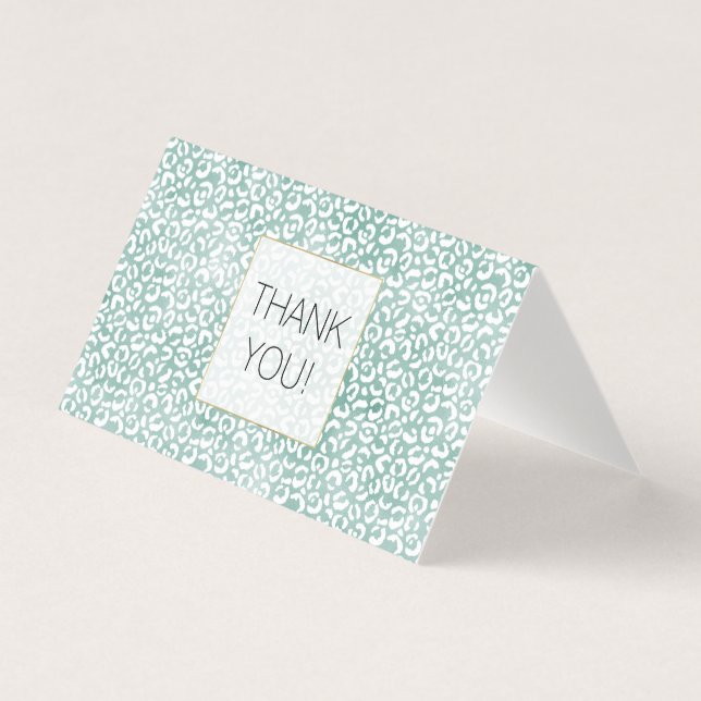 Mint Glam Leopard Skriv ut tack Kort (Framsida)