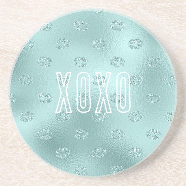Mint Glänsande Läppar XOXO Underlägg (Framsidan)
