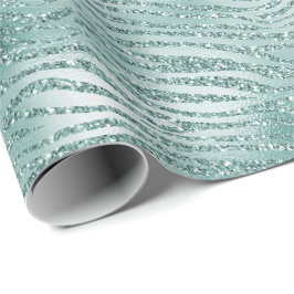 Mint Glitter Glitzy Gnistra Zebra tryck Presentpapper