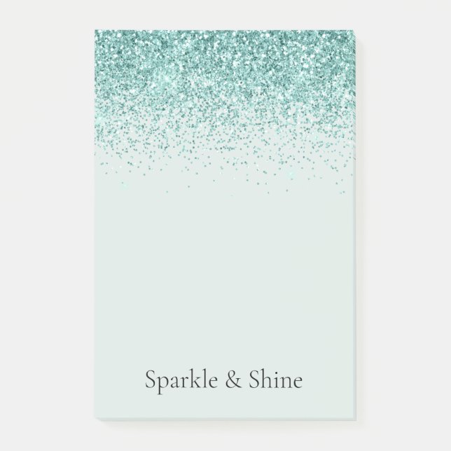 Mint Glitter Gnistra Post-it Block (Framsida)