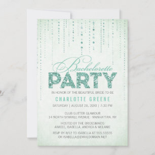 Mint Glitter Look Sällskapsfest Inbjudan