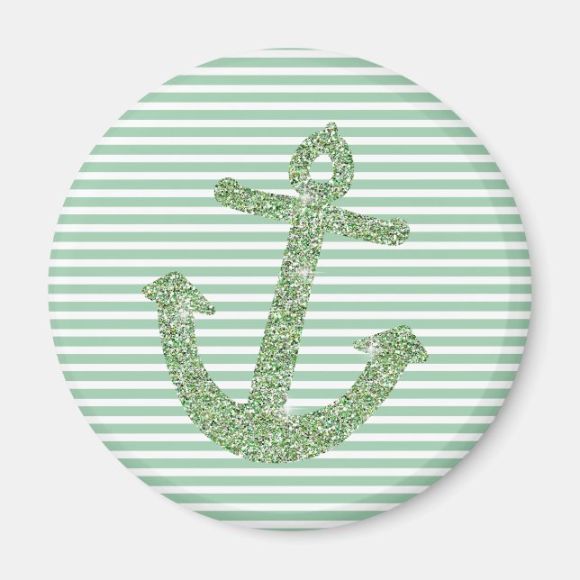 Mint Glitter Nautical Anchor Magnet (Framsidan)