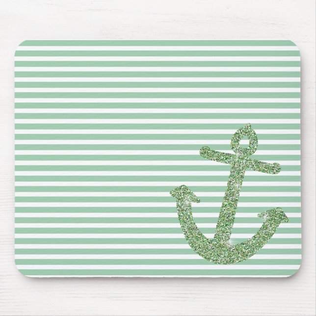 Mint Glitter Nautical Anchor Musmatta (Framsidan)