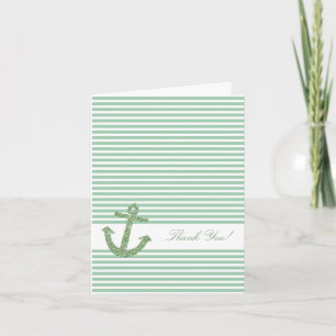 Mint Glitter Nautical Anchor Tack Kort