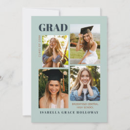 Mint Grad Announcement With Photos Inbjudningar