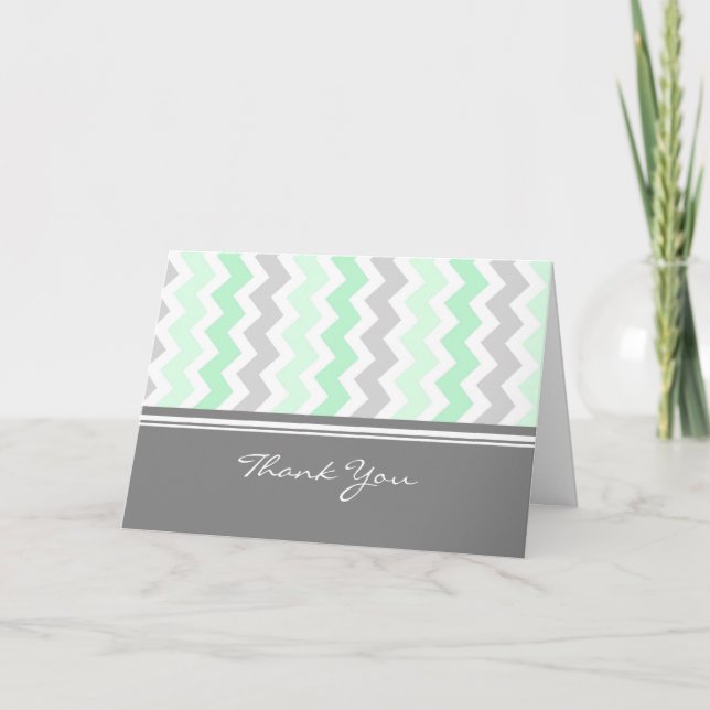 Mint Grått Baby Shower Värdinna Tack Kort (Framsida)