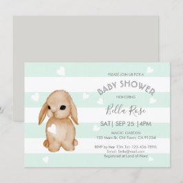 Mint Grått Bunny Baby Shower-inbjudningar Inbjudningar