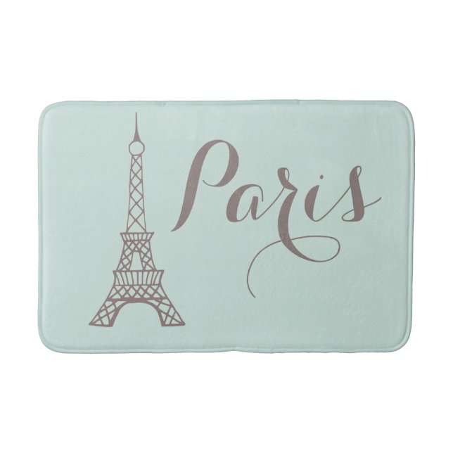 Mint Grått Paris Eiffel Torn Bath Mat Badrumsmatta (Framsidan)