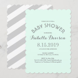 Mint Grått White Rand Baby Shower Card Inbjudningar