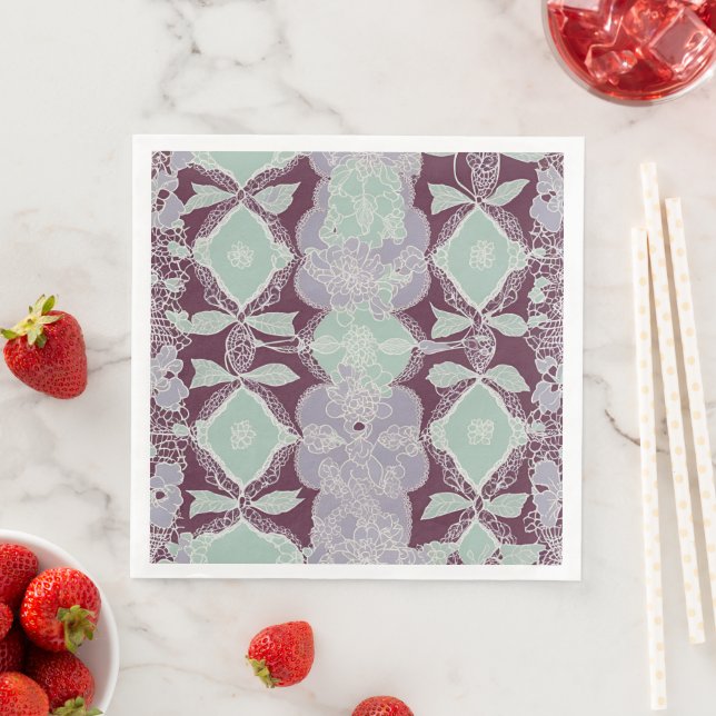 Mint green and lavender purple patterns AI art  Pappersservett (Insitu)
