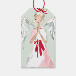 Mint Green and Pink Christmas Angel Presentetikett