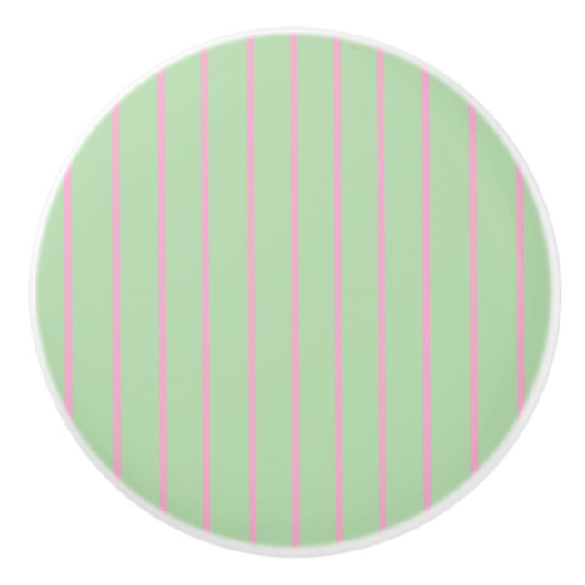 Mint green and pink stripes ceramic pull knob  knopp (Framsidan)