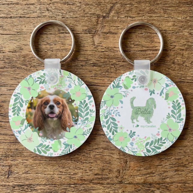 Mint Green Cavalier King Charles Spaniel Custom Nyckelring (Skapare uppladdad)