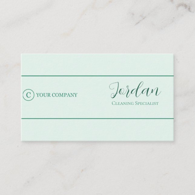 Mint Green Cleaning Service Städerska Logo Visitkort (Framsida)