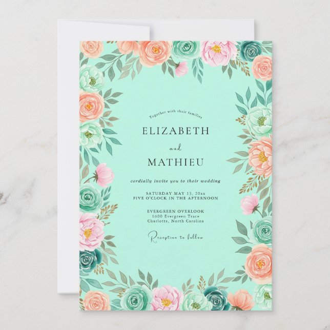 Mint Green Enchanting Spring Wedding Inbjudningar (Framsida)