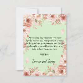 mint Green Floral Wedding Thank You Card Tack Kort