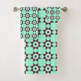 Mint green geometric mandala pattern Towel