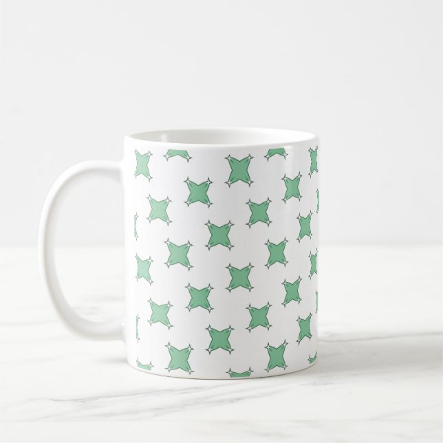 Mint green geometric star motif coffee mug kaffemugg (Vänster)