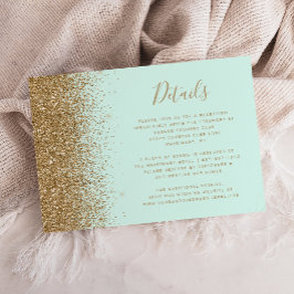 Mint Green Gold Glitter Wedding Details Tilläggskort
