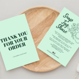 Mint Green Snap Tag Share  Business Thank You Card Tack Kort